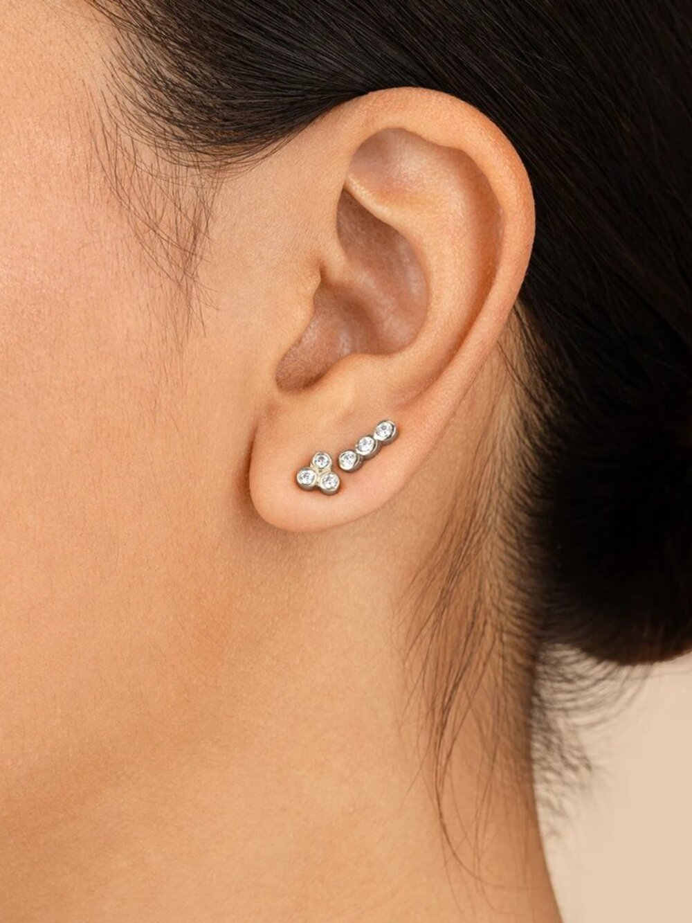 Never-Worn Dainty Sterling Silver Bezel Stud Earrings from Sterling Forever